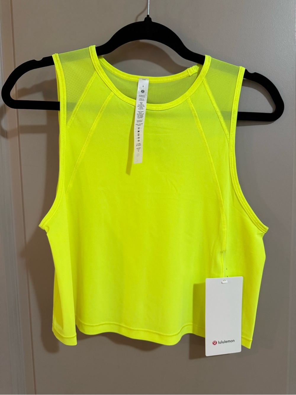 NWT - lululemon athletica Neon Yellow Sculpt Cropped Tank Top